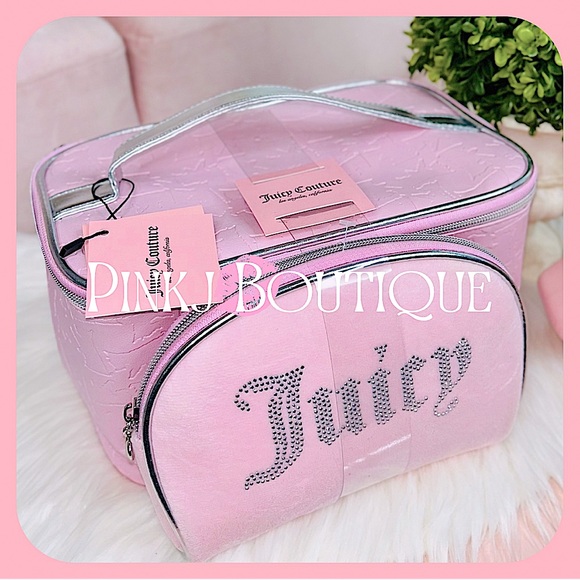 ππ{Juicy Couture} Beautiful Pink Bling Train Case | Velvet Bag Set! - Picture 3 of 7